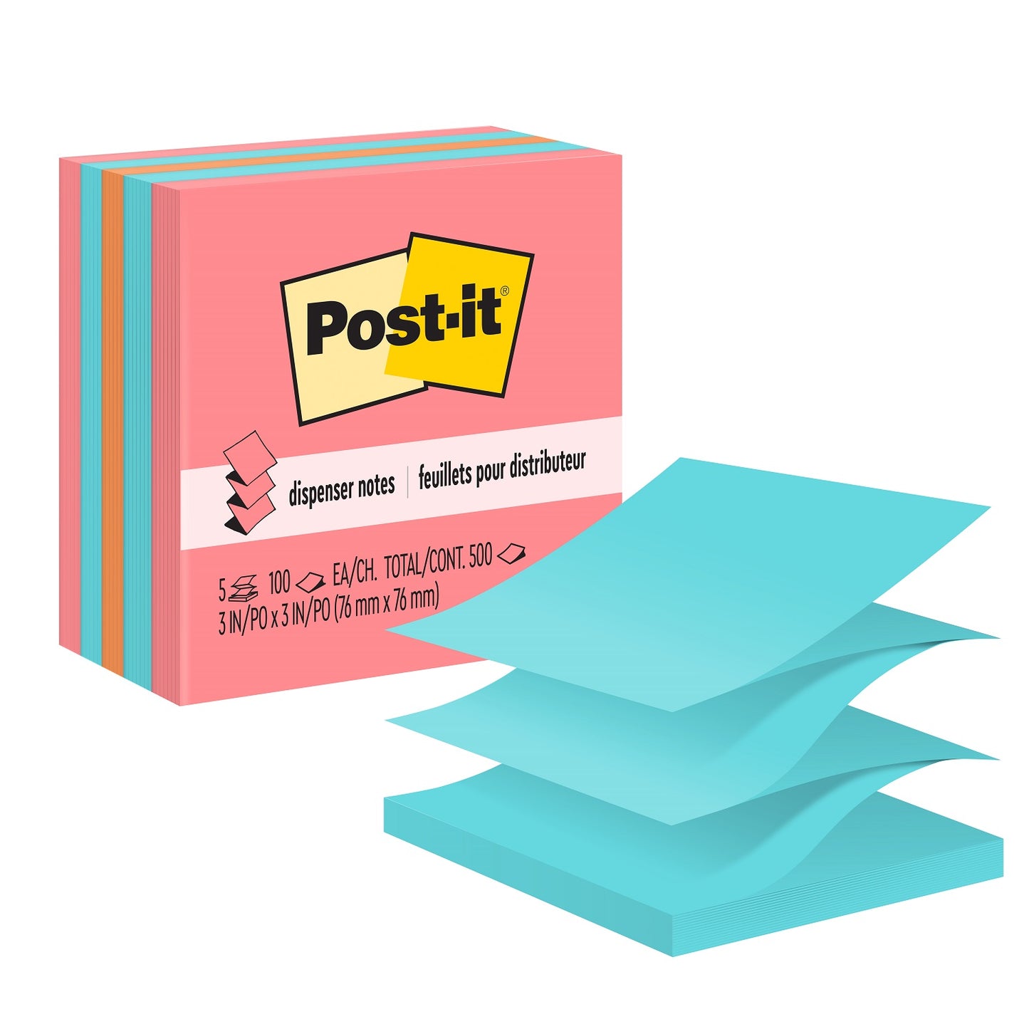 Post-it® Notes Vertical Pen-Holder Dispenser with Original Pop-Up Notes in Poptimistic