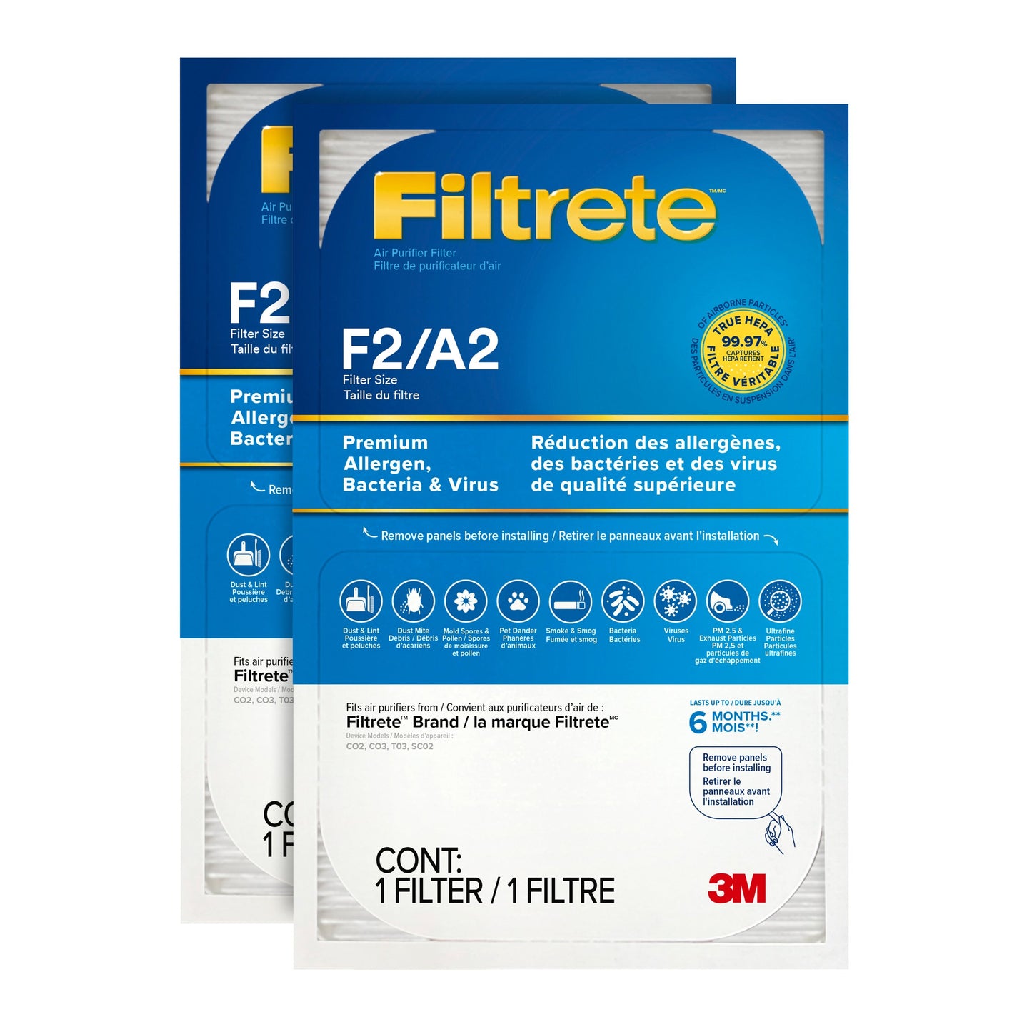 Filtrete™ Premium Allergen, Bacteria & Virus True HEPA Air Purifier Filter FAPF-F2A2N-2 (2 pack)