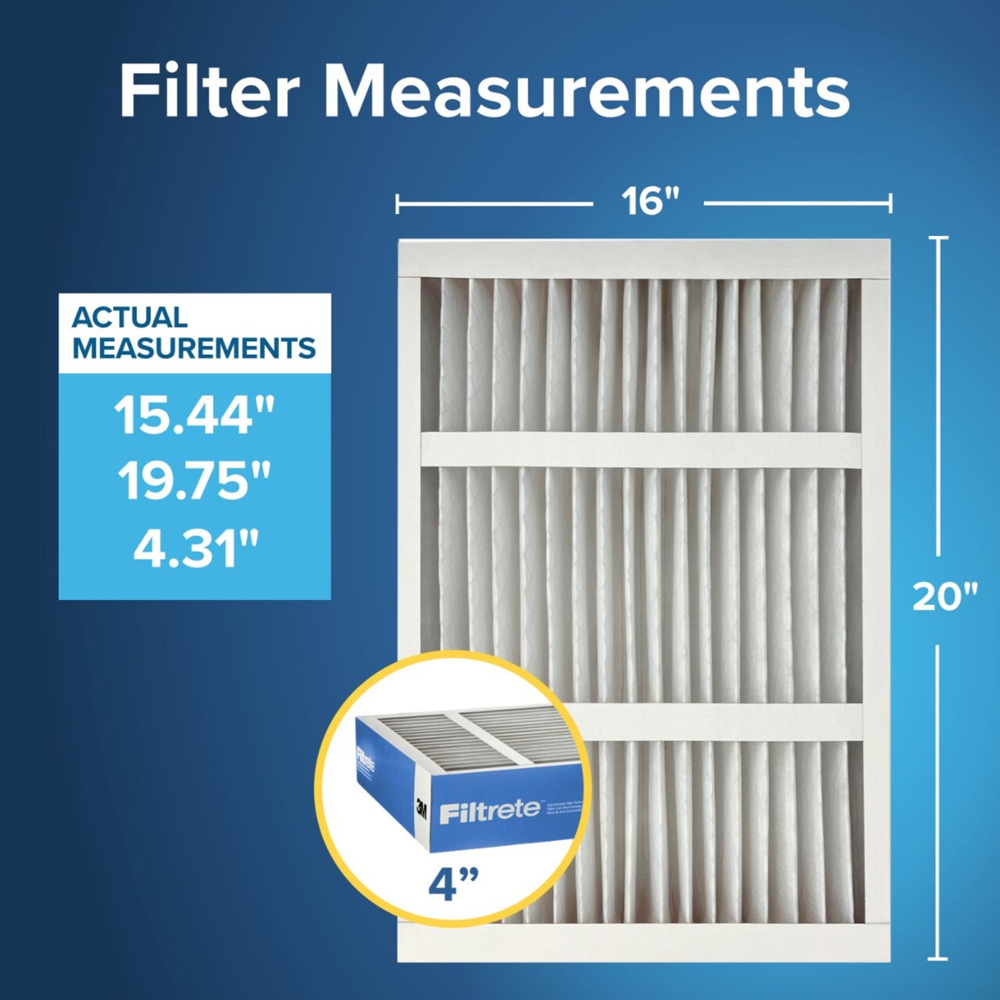 Filtrete™ MPR 1900 Electrostatic High Performance Air Filter, 16 in x 20 in x 4 in (2 pack)