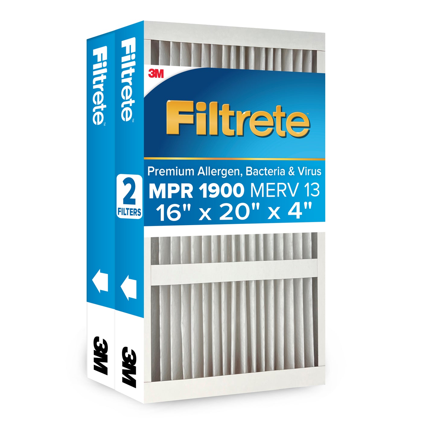 Filtrete™ MPR 1900 Electrostatic High Performance Air Filter, 16 in x 20 in x 4 in (2 pack)