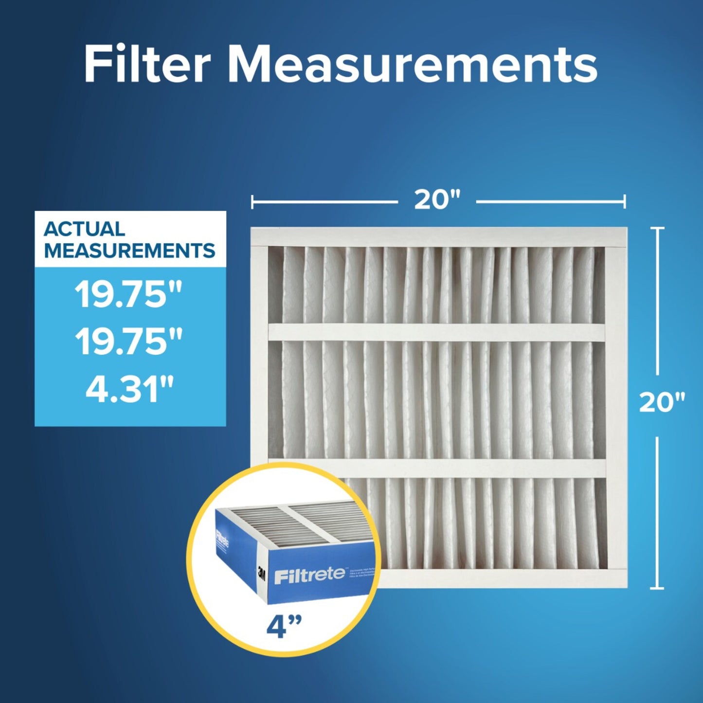 Filtrete™ MPR 1900 Electrostatic High Performance Air Filter, 20 in x 20 in x 4 in (2 pack)