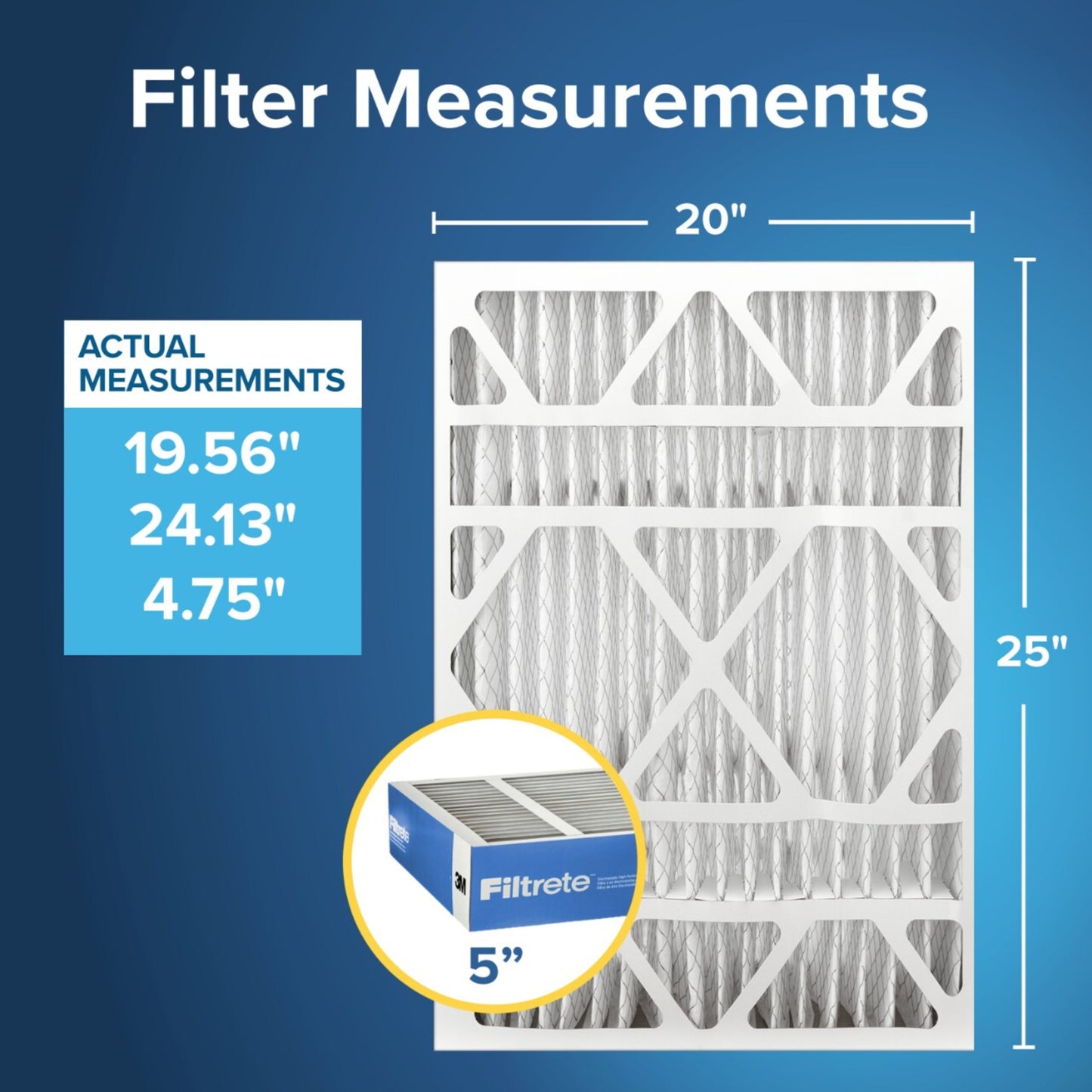 Filtrete™ MPR 1900 Electrostatic High Performance Air Filter, 20 in x 25 in x 5 in (2 pack)