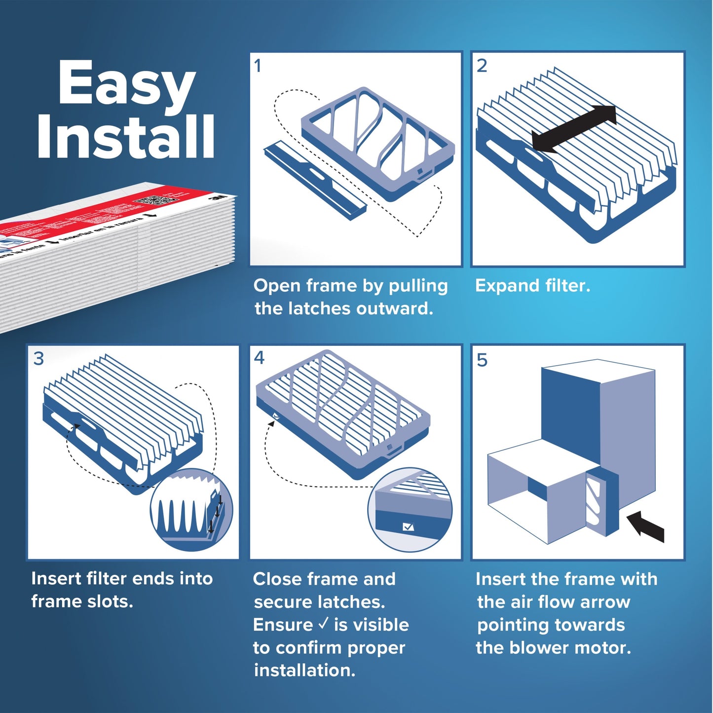 Filtrete™ Refillable Filter Refills 1000 MPR RFA01-4-2P-EC, 16 in x 25 in x 4 in (40.6 cm x 63.5 cm x 10.1 cm) 2 Filters