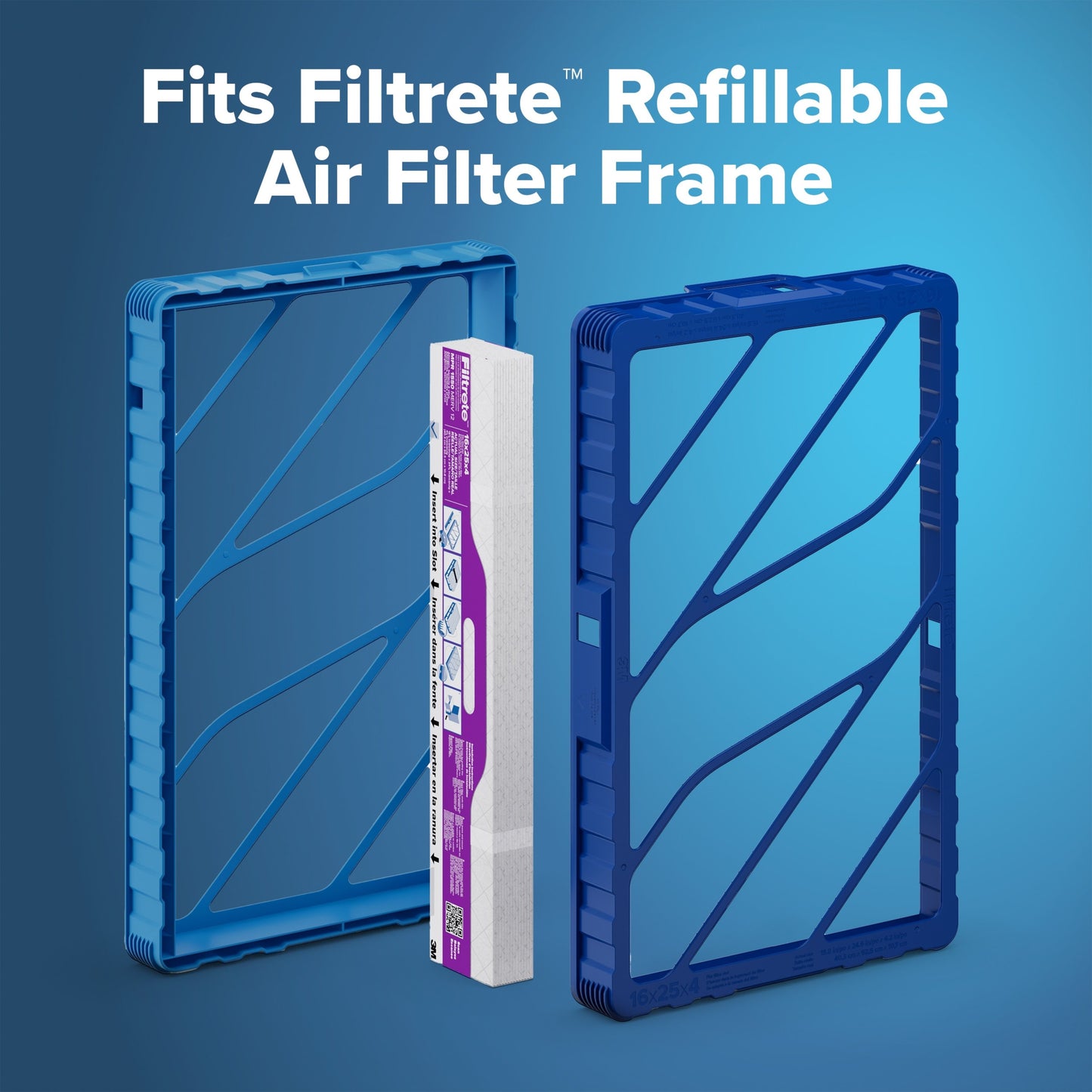Filtrete™ Refillable Filter Refills 1550 MPR RF2001-4-2P-EC, 16 in x 25 in x 4 in (40.6 cm x 63.5 cm x 10.1 cm) 2 Filters