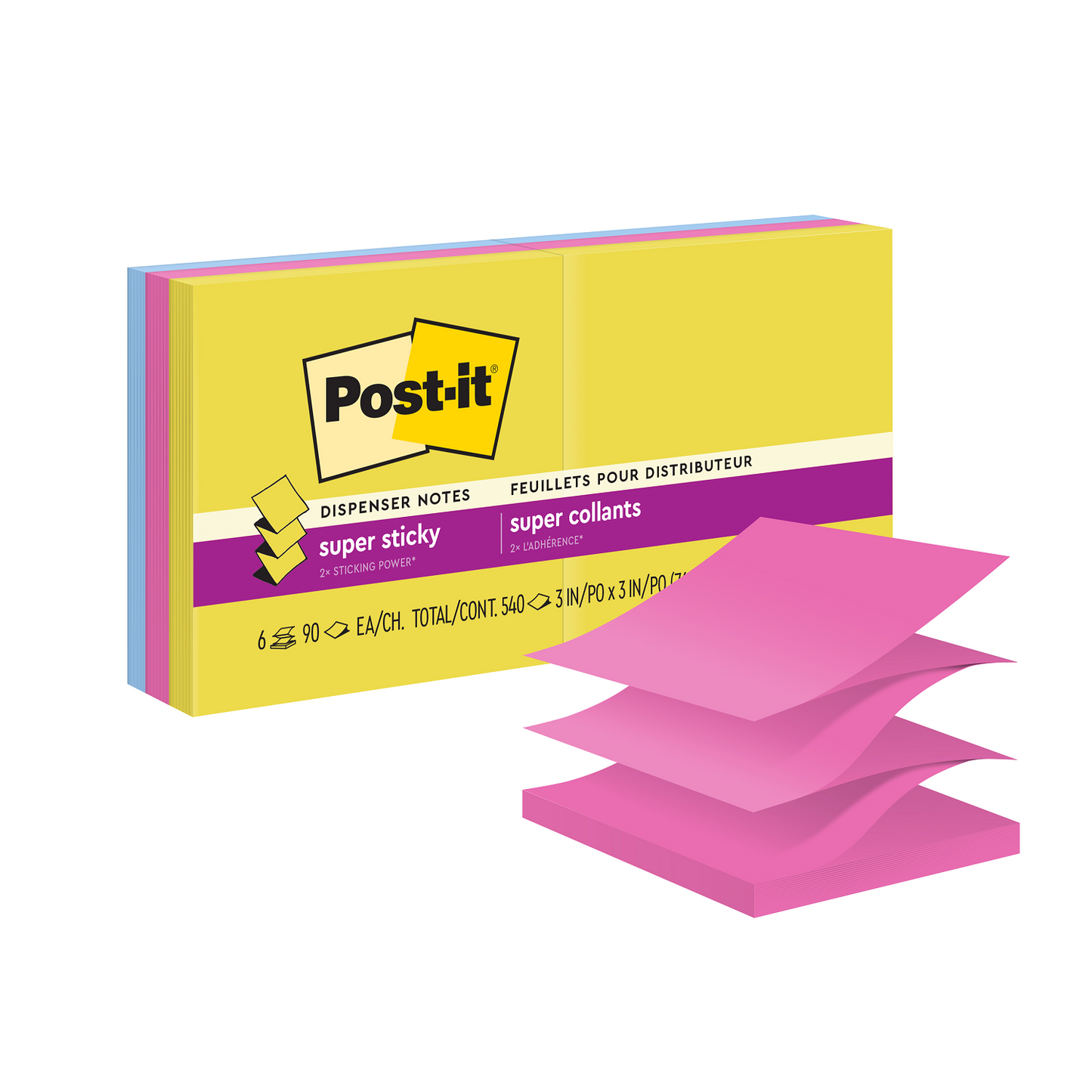 Post-it® Notes Cat Dispenser with Super Sticky Pop-Up Notes in Summer Joy