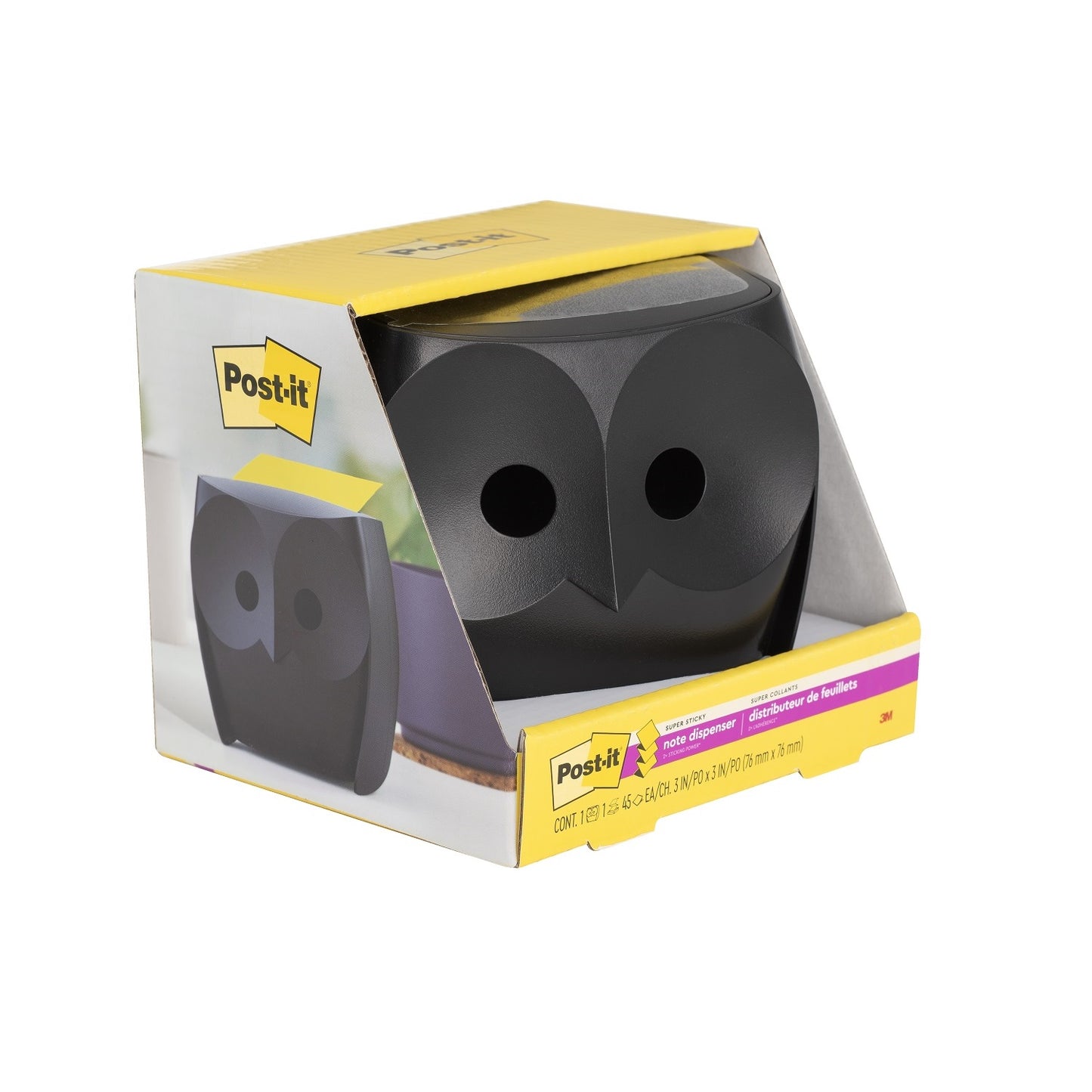 Post-it® Notes Owl Dispenser with Super Sticky Pop-Up Notes in Summer Joy