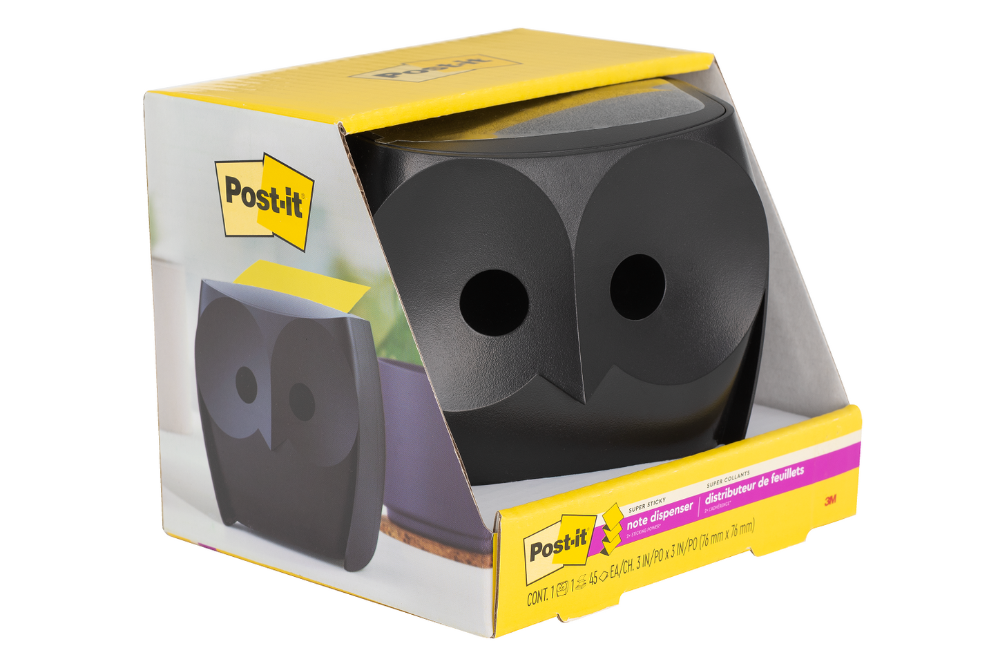 Post-it® Notes Owl Dispenser with Super Sticky Pop-Up Notes in Summer Joy