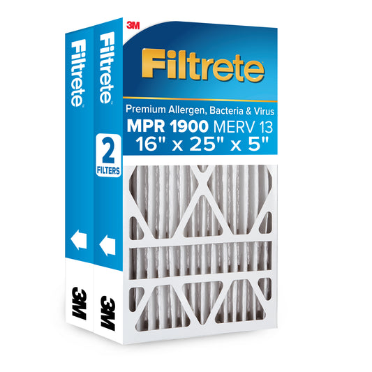 Filtrete™ MPR 1900 Electrostatic High Performance Air Filter, 16 in x 25 in x 5 in (2 pack)