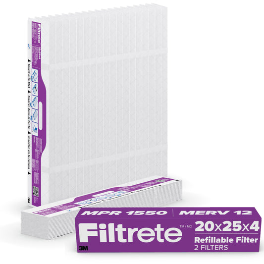 Filtrete™ Refillable Filter Refills 1550 MPR RF2003-4-2P-EC, 20 in x 25 in x 4 in (50.8 cm x 63.5 cm x 10.1 cm) 2 Filters