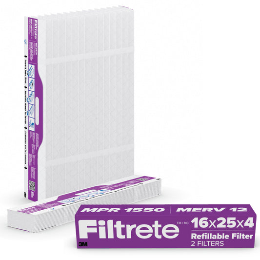 Filtrete™ Refillable Filter Refills 1550 MPR RF2001-4-2P-EC, 16 in x 25 in x 4 in (40.6 cm x 63.5 cm x 10.1 cm) 2 Filters