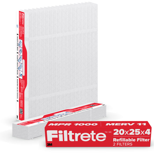 Filtrete™ Refillable Filter Refills 1000 MPR RFA03-4-2P-EC, 20 in x 25 in x 4 in (50.8 cm x 63.5 cm x 10.1 cm) 2 Filters