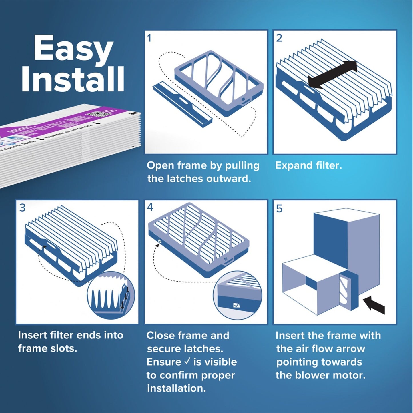 Filtrete™ Refillable Filter Kit 1550 MPR RS2001-4-2P-EC, 16 in x 25 in x 4 in (40.6 cm x 63.5 cm x 10.1 cm) 1 Frame & 2 Filters