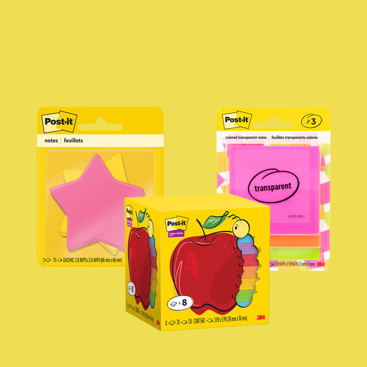 Post-it® Notes Educator's Essentials Variety Pack, 3 Note Packs and 1 Class Notes Pack