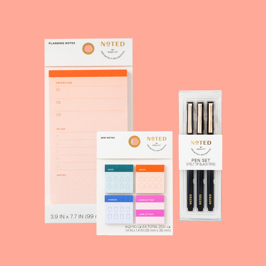 Noted by Post-it® Bundle, Mini Notes, List Notes, Pens